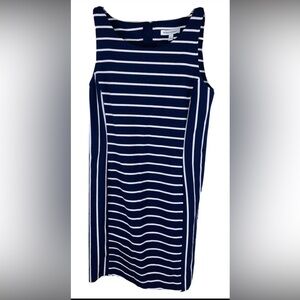 Banana Republic Womens Dress 10 Blue White Striped Shift Sleeveless Stretch